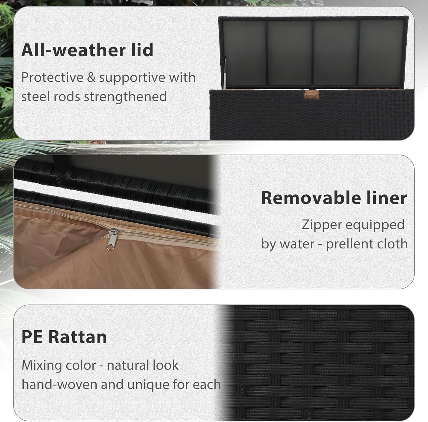 Wicker Outdoor Patio Storage Box Waterproof