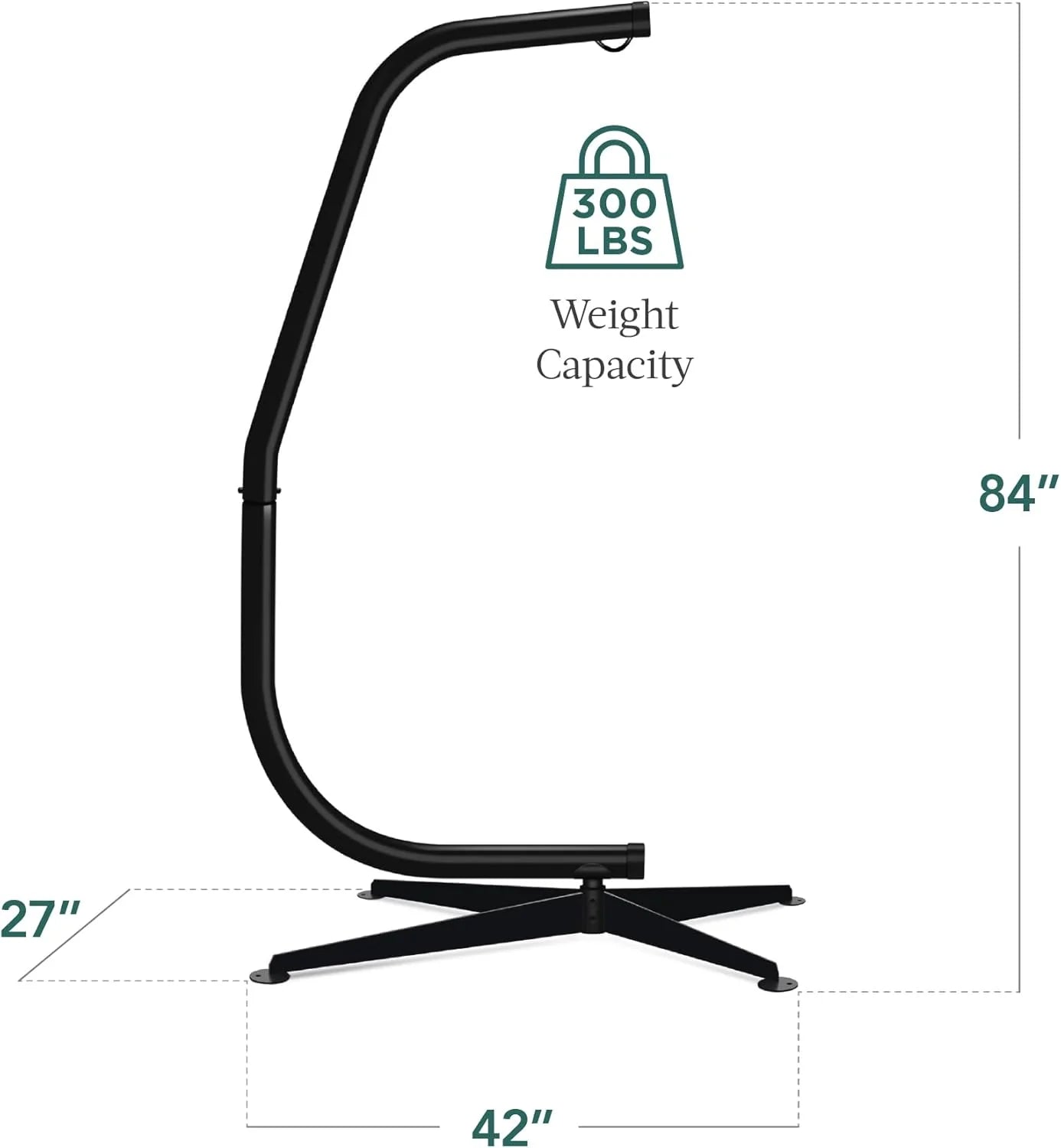Best Choice Products Metal Hanging Hammock C-Stand for Chair/Weather-Resistant Finish, Offset Base - Stand Only - Black