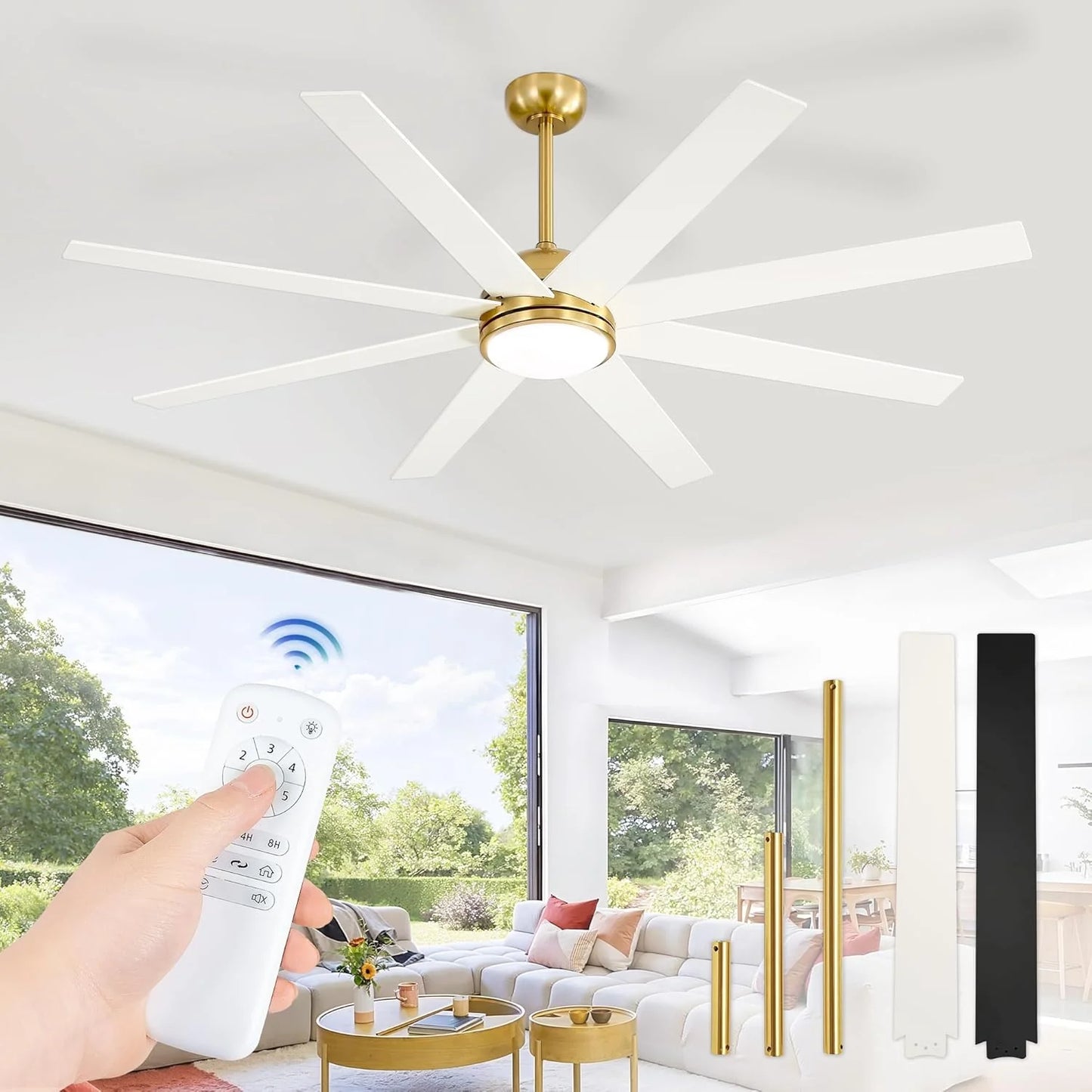 Ceiling Fan Indoor/Outdoor 8 Blades 65 inches
