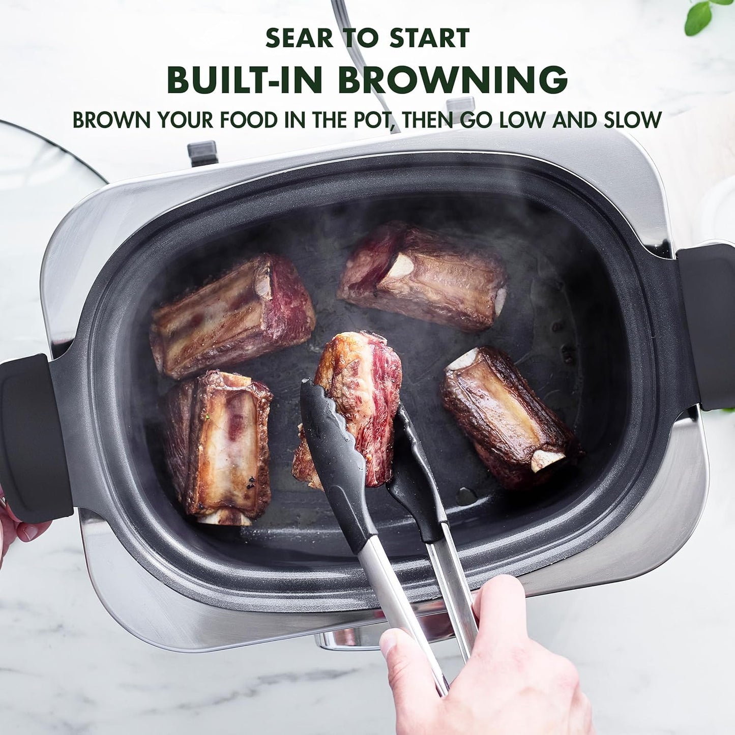 8-in-1 Programmable 6QT Electric Slow Cooker with Dishwasher-Safe Lid and Removable Base