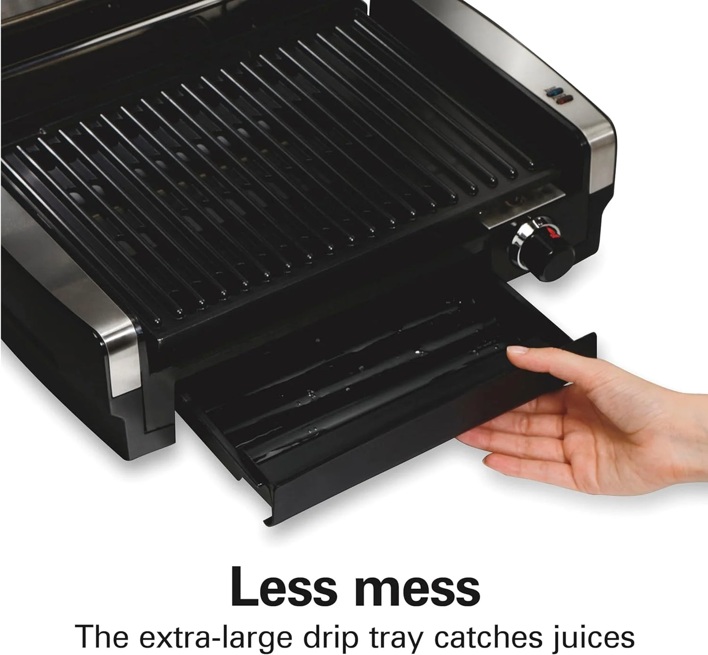 Indoor electric grill with viewing window, adjustable to 450°F, serves 6 people