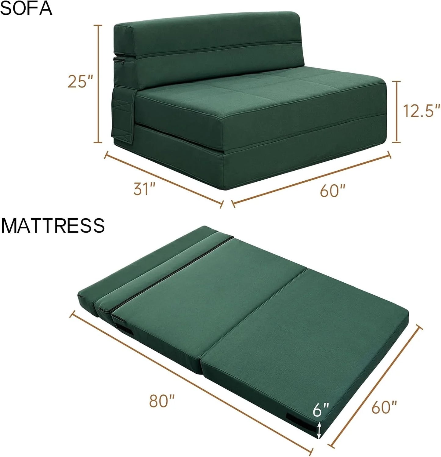 60 inch pull out sofa bed, memory foam sofa with 2 pillows, futon bed, guest bed and pull out sofa,