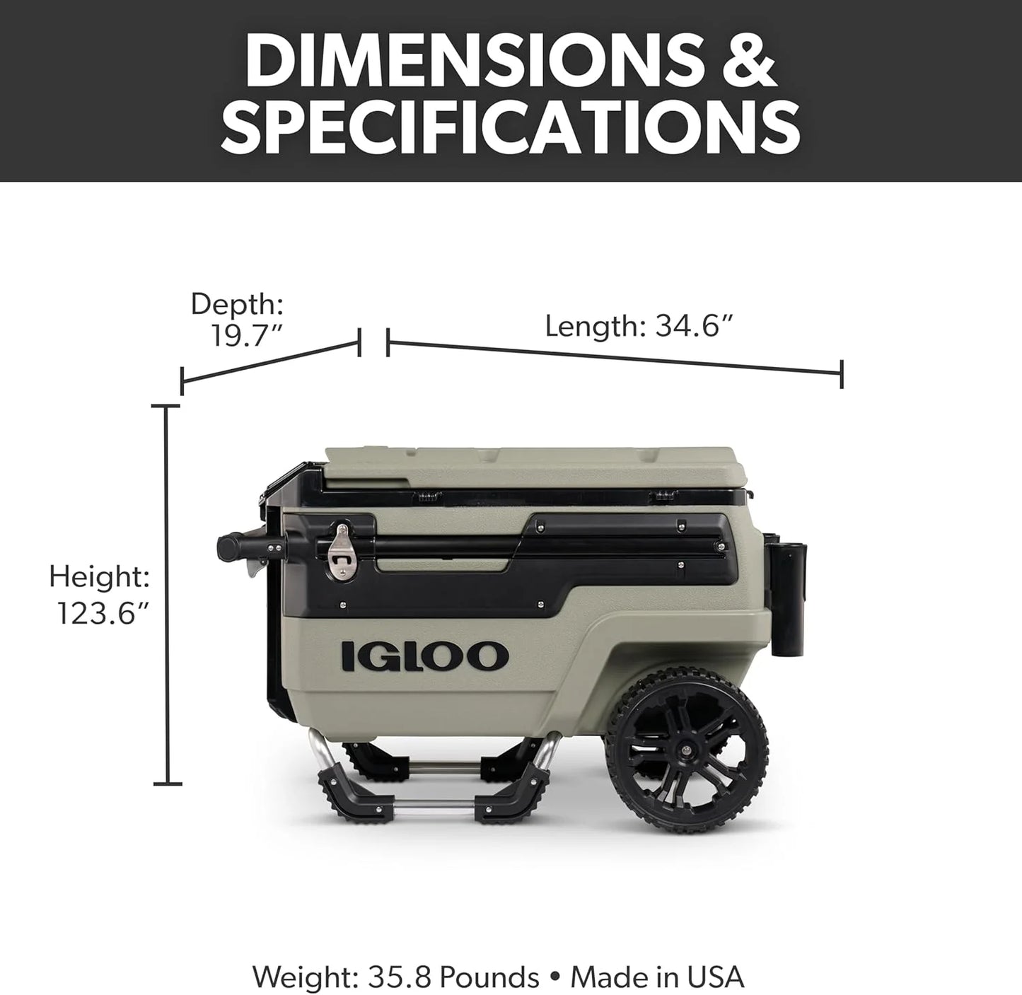 70Qt Wheeled Cooler, Insulated Hard Shell Ice Chest