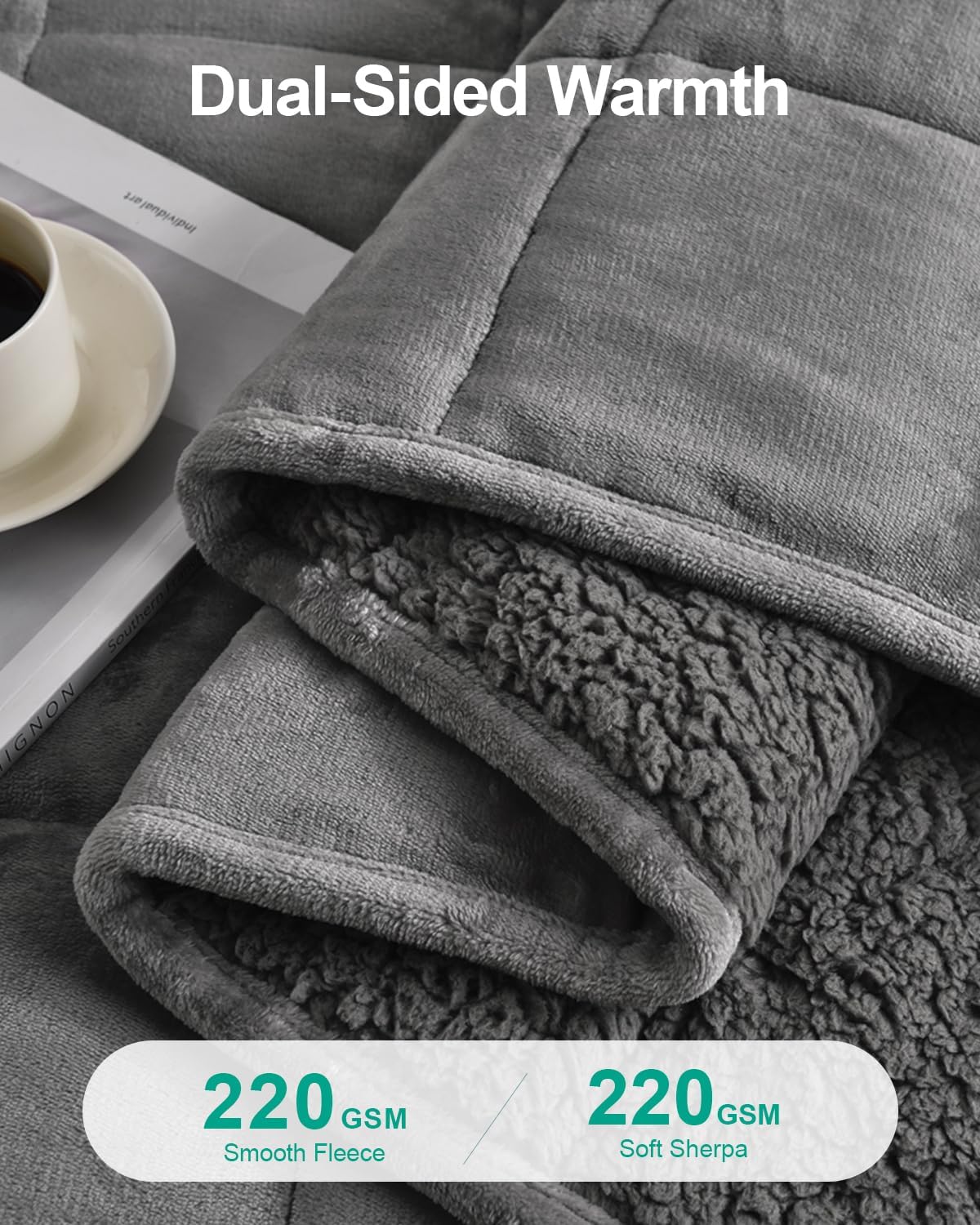 Sherpa Fleece Weighted Blanket 15 lbs 60"x 80"