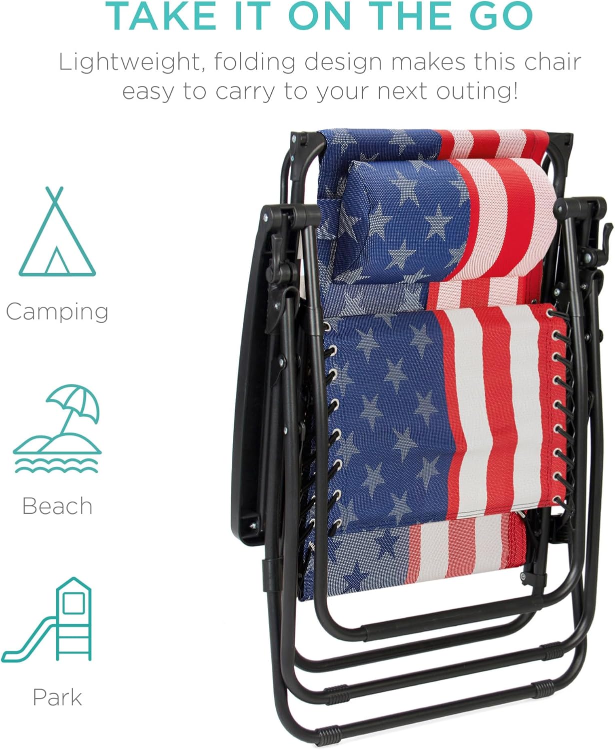 Best Choice Products Folding Zero Gravity Outdoor Recliner Patio Lounge Chair w/Adjustable Canopy Shade, Headrest, Side Accessory Tray, Textilene Mesh - Peacock Blue