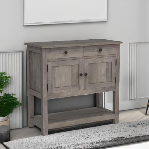 Farmhouse style console table coffee bar, entry table with storage rack, sofa table buffet sideboard