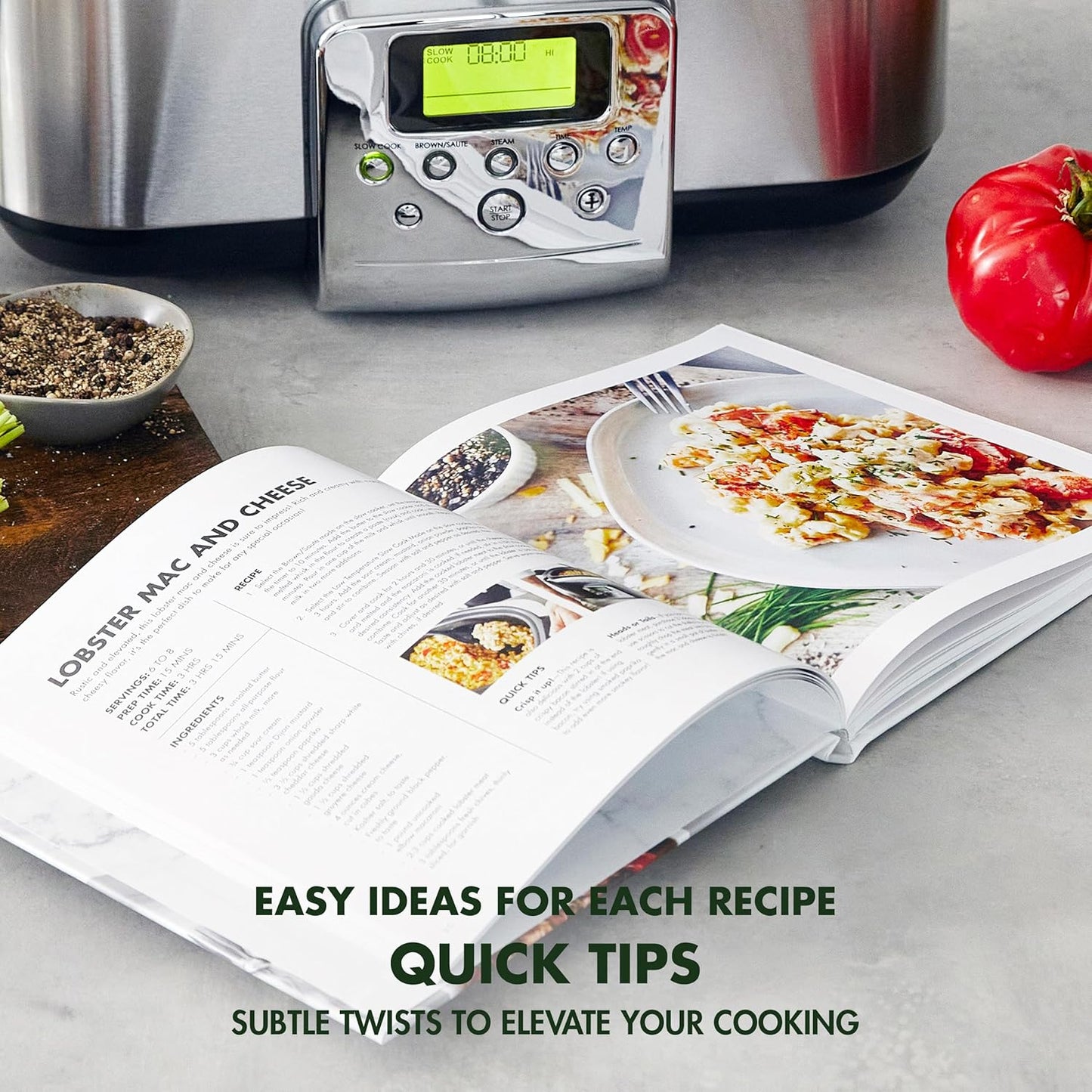 8-in-1 Programmable 6QT Electric Slow Cooker with Dishwasher-Safe Lid and Removable Base