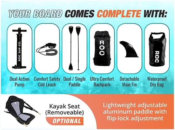 ROC inflatable stand-up paddle board high-quality SUP paddle board accessories