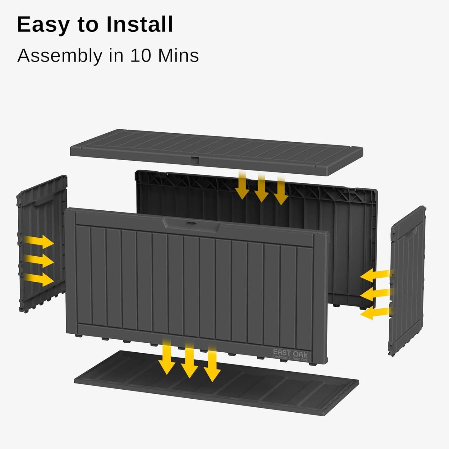 EAST OAK Outdoor Storage Box, 60 Gallon Deck Box Indoor and Outdoor Use, Waterproof Resin Storage Bin