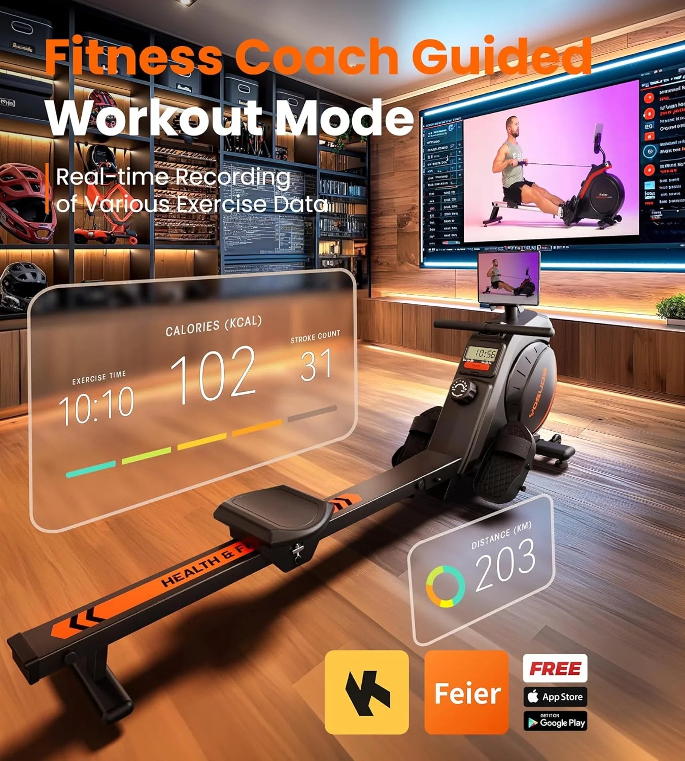 YOSUDA Home Magnet/Water Resistance Rowing Machine Support Bluetooth and Applications