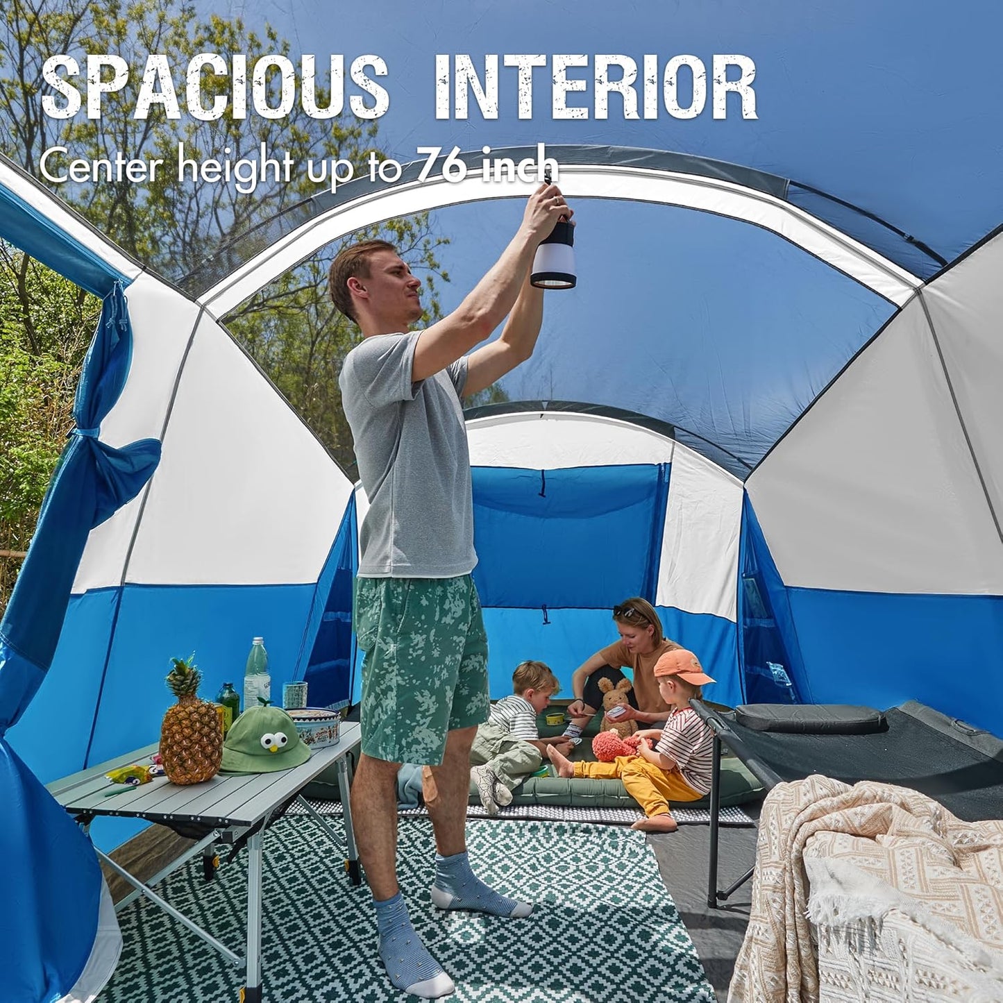 PORTAL 6/8/10 Person Family Camping Tent with Screen Room, Water Resistant Big Tunnel Tent with Rainfly, Large Family Tent for Outdoor Camping, Party