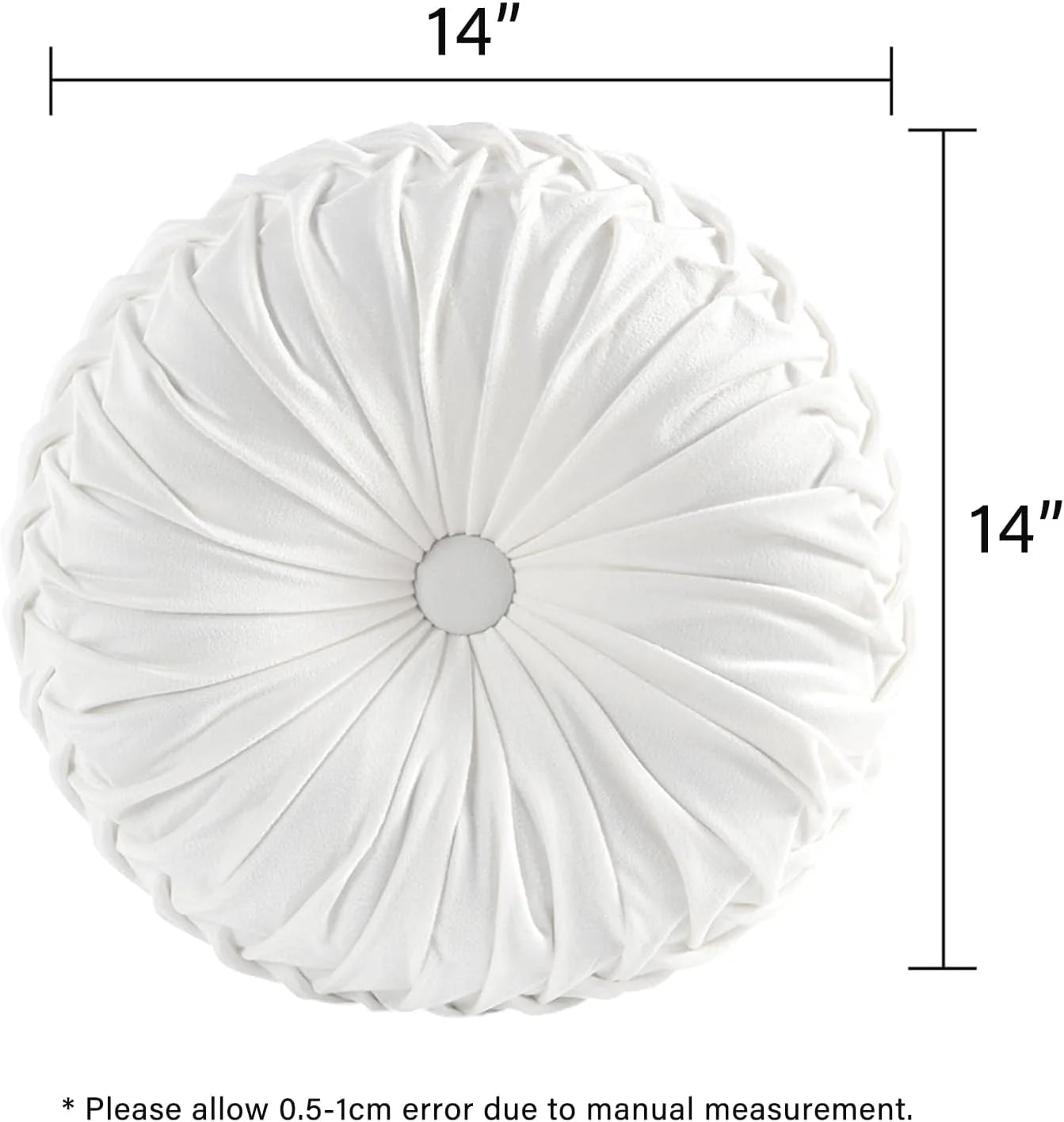 Set of 2 Decorative Round Pleated Throw Pillows