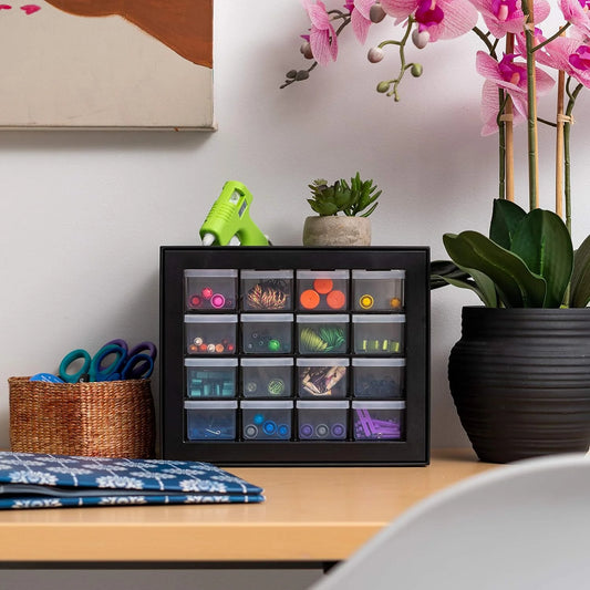 IRIS USA Screw Tool Organizer Small Parts Cabinet Chest, 44-Drawer Hardware Electronics Nuts Bolts Storage Drawers Organization Toolbox Garage Craft Business Teacher Beads Scrapbook Art Hobby - Black