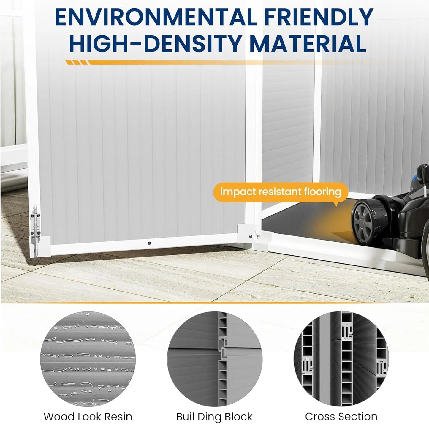 Amopatio 41 Cu Ft Horizontal Outdoor Storage Shed, Resin Trash Can Storage,Resin Shed for Garden Tools, Lawn Mowers, Garbage Cans, Patio Use