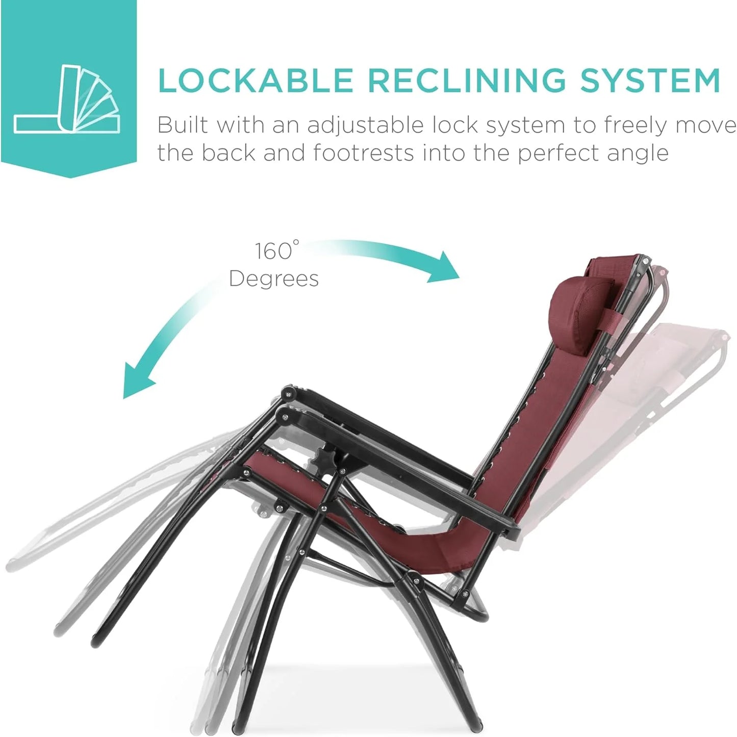 Best Choice Products Folding Zero Gravity Outdoor Recliner Patio Lounge Chair w/Adjustable Canopy Shade, Headrest, Side Accessory Tray, Textilene Mesh - Peacock Blue