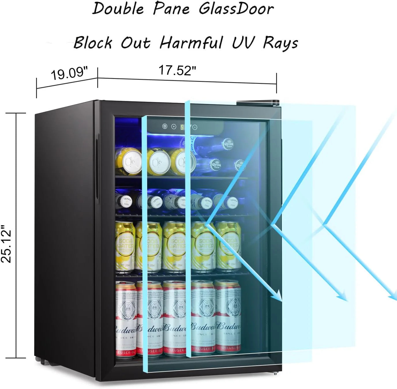 Antarctic Star Beverage Refrigerator Cooler 68 Can, Mini Fridge with Glass Door for Beer Drinks Wine,Freestanding Small Fridge with Electronic Temperature Control for Home and Bar,1.7 cu.ft