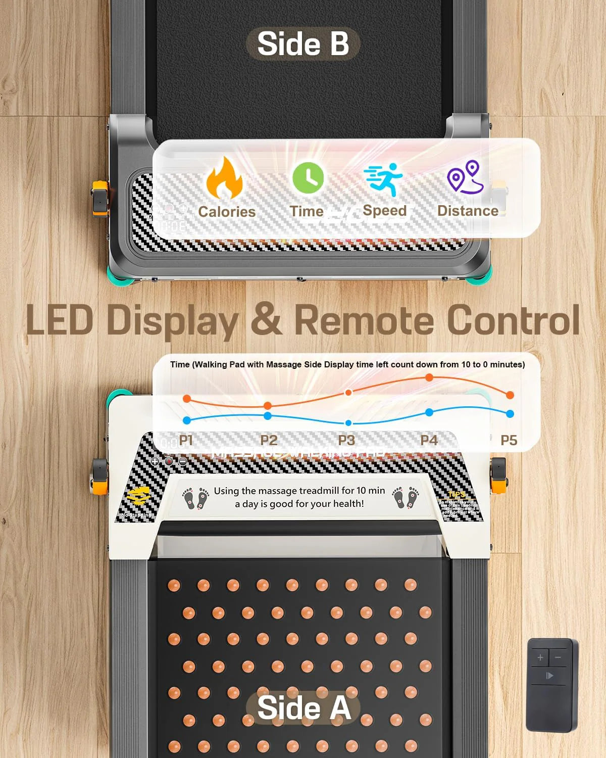 Akluer Inclined Home Treadmill 2.5 HP Small Under-Desk Treadmill with Remote Control and LED Display