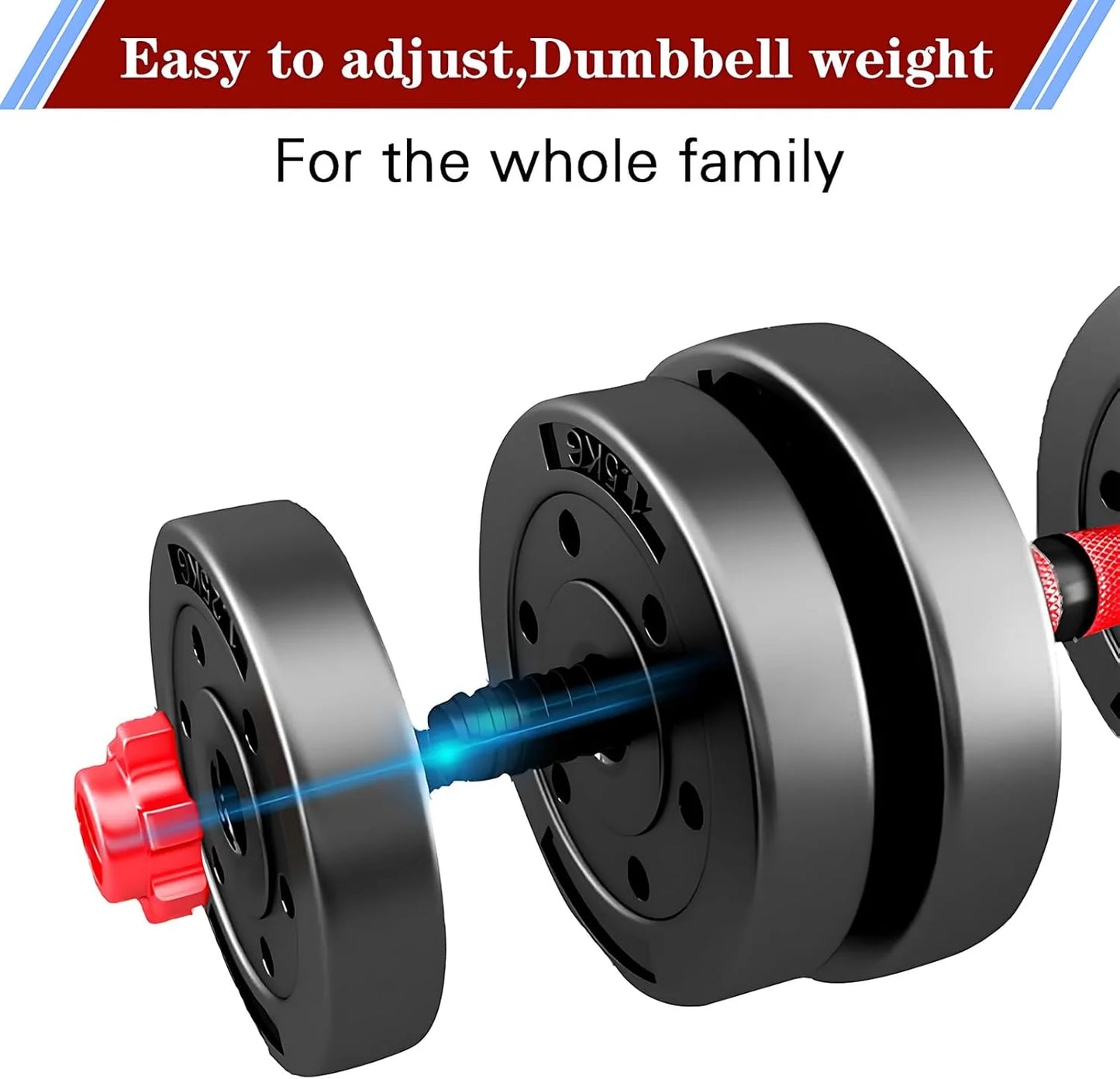 Adjustable dumbbell set, free weight dumbbell pair convertible into barbell