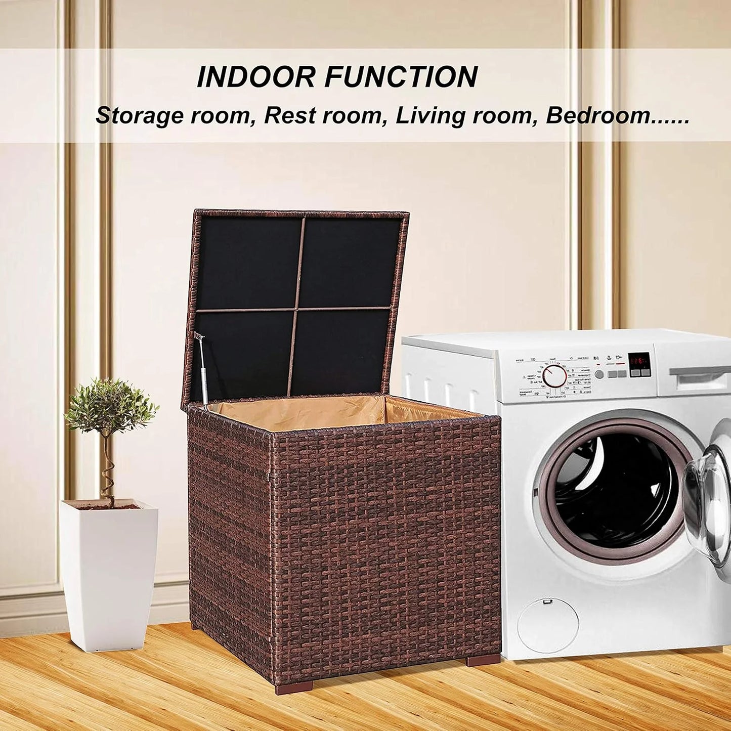 Wicker Outdoor Patio Storage Box Waterproof