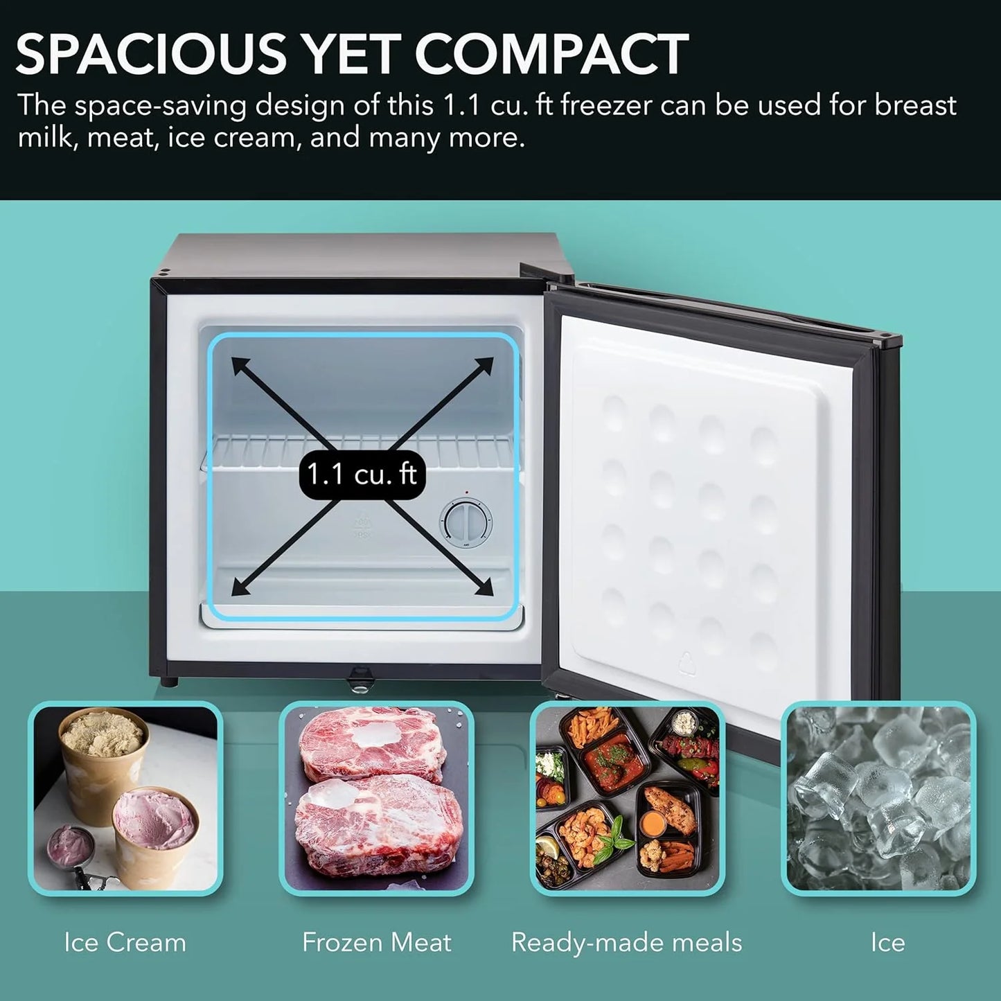 Whynter CUF-112SS Mini, Energy Star Rated Small Upright Freezer with Lock, Stainless Steel -1.1 Cubic Feet