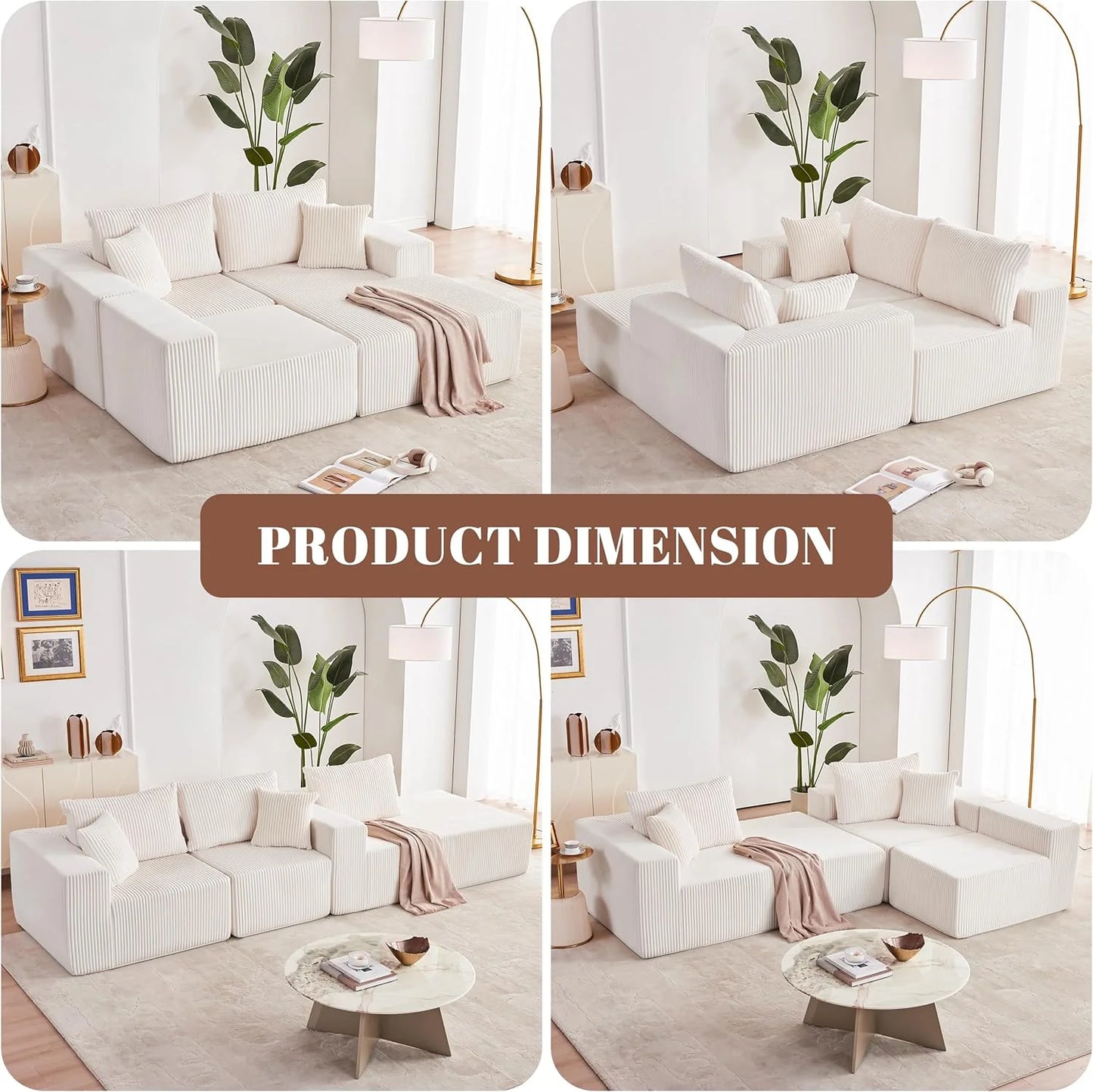 108 inch sectional sofa, cloud sectional sofa with deep seat, modern sectional L shaped sofa