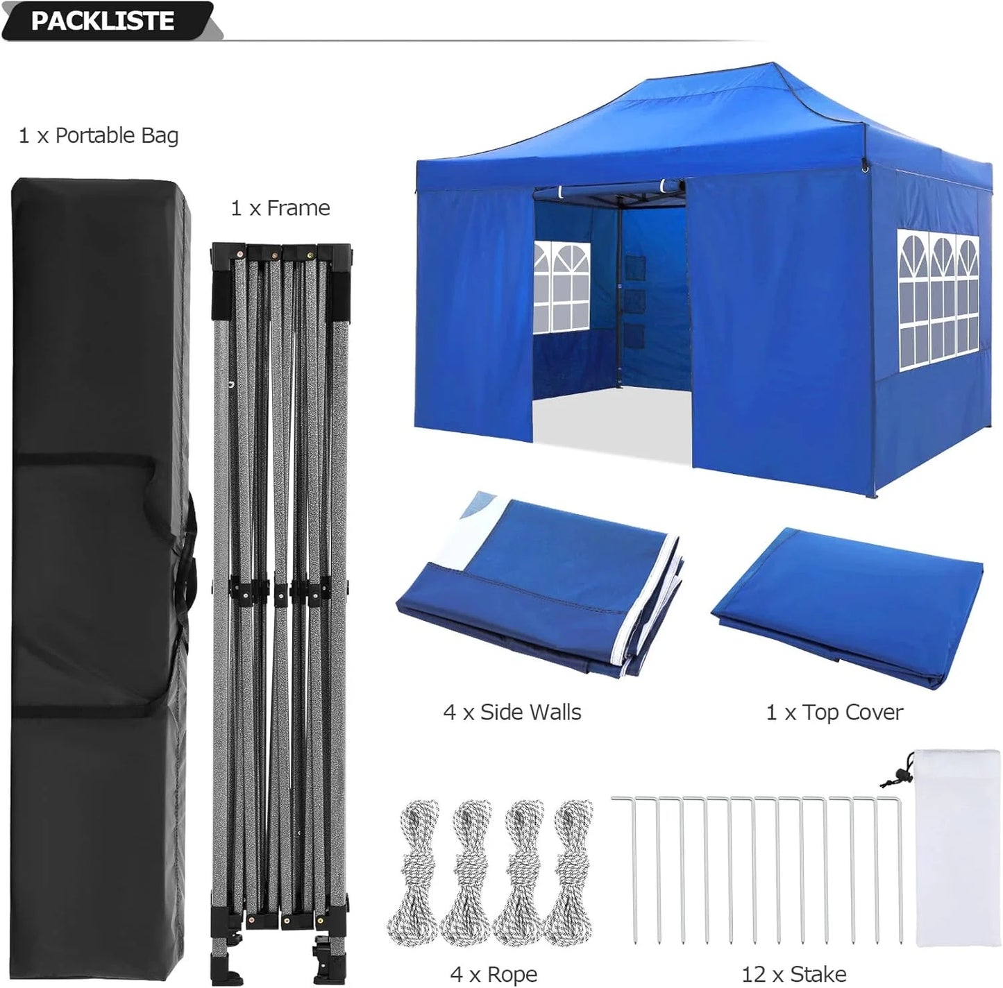 COBIZI 10x20 Heavy Duty Pop up Canopy Tent with 6 sidewalls Easy Up Commercial Outdoor Canopy Wedding Party Tents for Parties All Season Wind & Waterproof Gazebo with Roller Bag,Black(Frame Thickened)