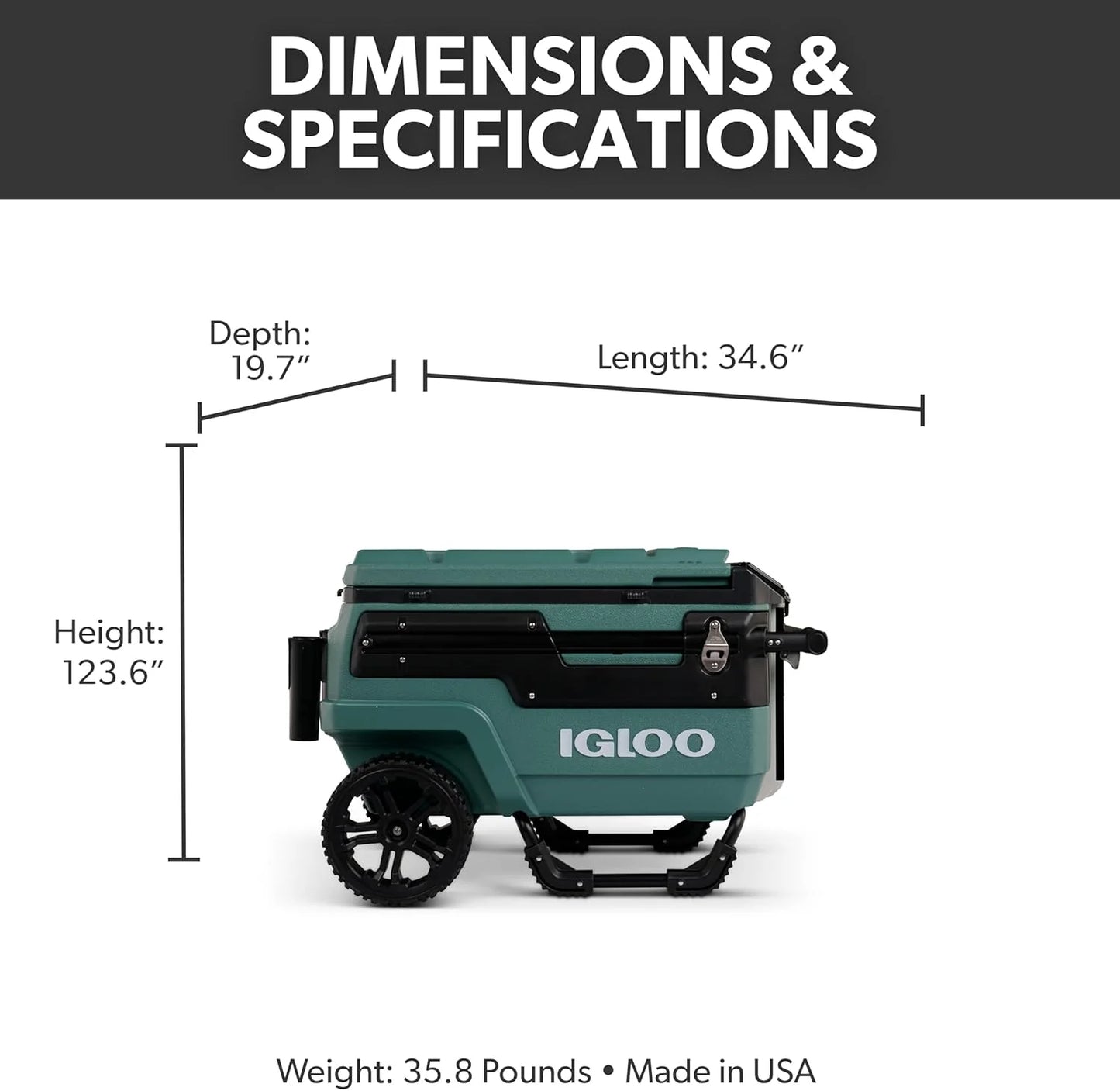 70Qt Wheeled Cooler, Insulated Hard Shell Ice Chest