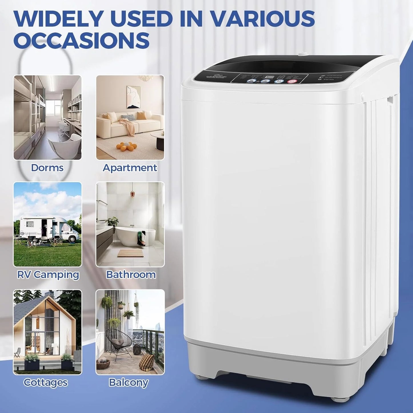 20Lbs Portable Washing Machine Nictemaw Portable Washer, 2.8 Cu.ft Washer and Dryer Combo with Drain Pump, 10 Programs 8 Water Level Compact Laundry Washer for Home, Apartment, RV, Dorms