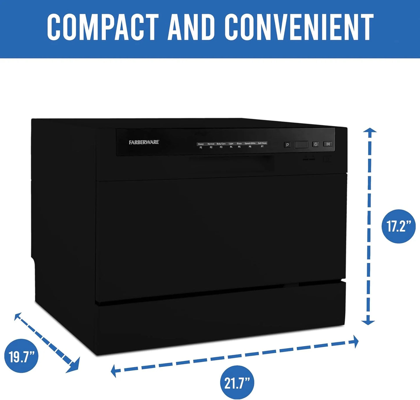 Farberware Compact 6-Station Dishwasher - Portable Mini Countertop Dishwasher