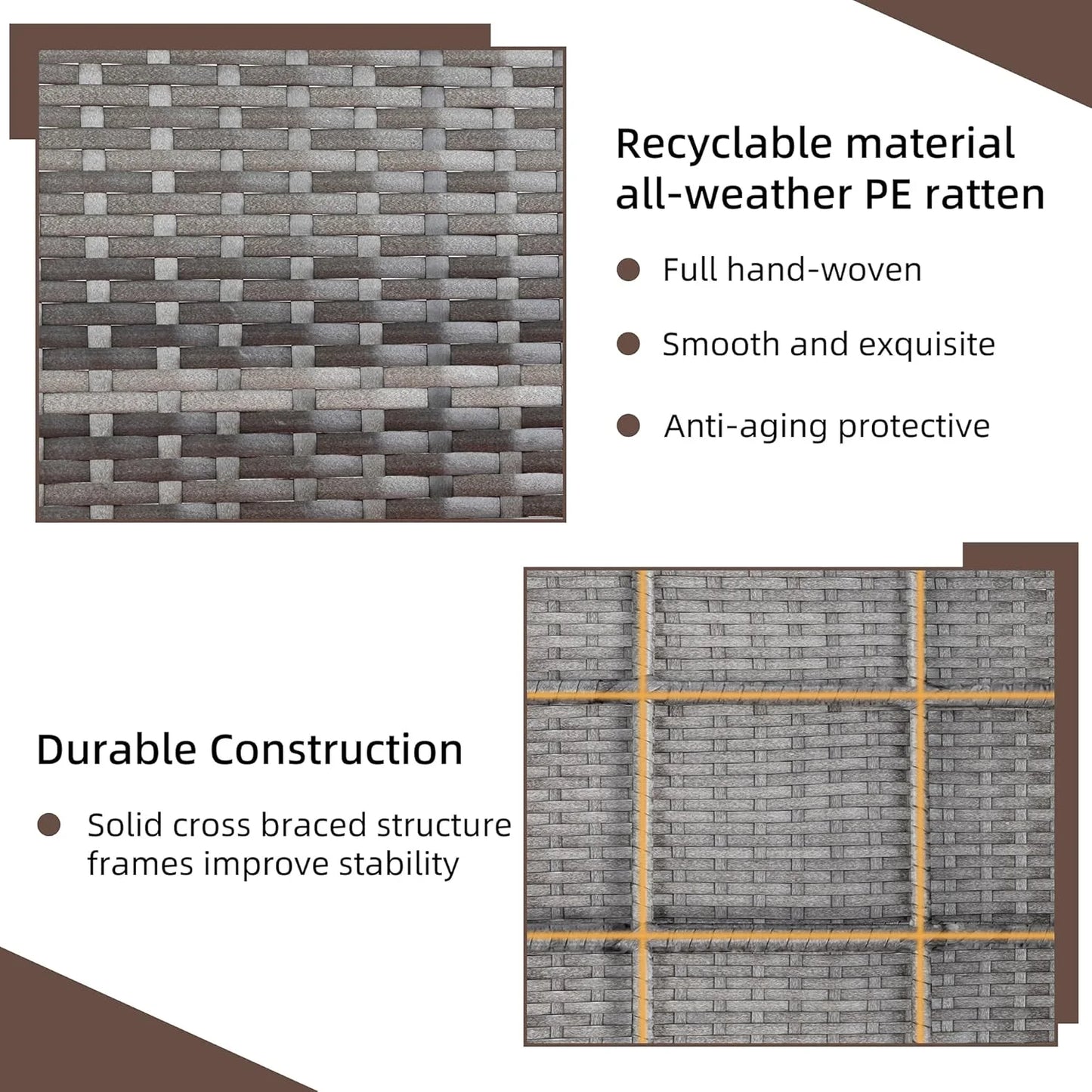 Shintenchi 4 Piece Patio Ratten Set Outdoor Furniture Set Wicker Conversation Set