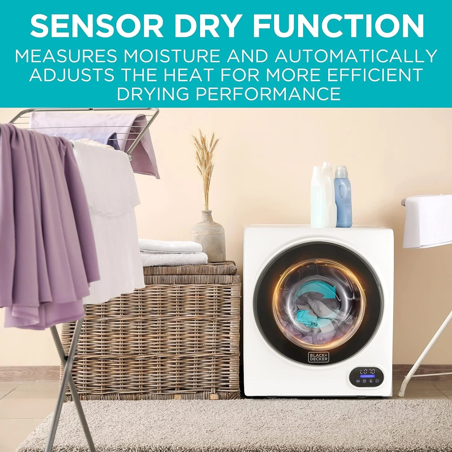 Compact Clothes Dryer, 1.5 Cu. Ft. 850W Electric Dryer, 120V Vented Portable Dryer with Stainless Steel Drum, for 5.5 lbs. of clothing for Standard Wall Outlet