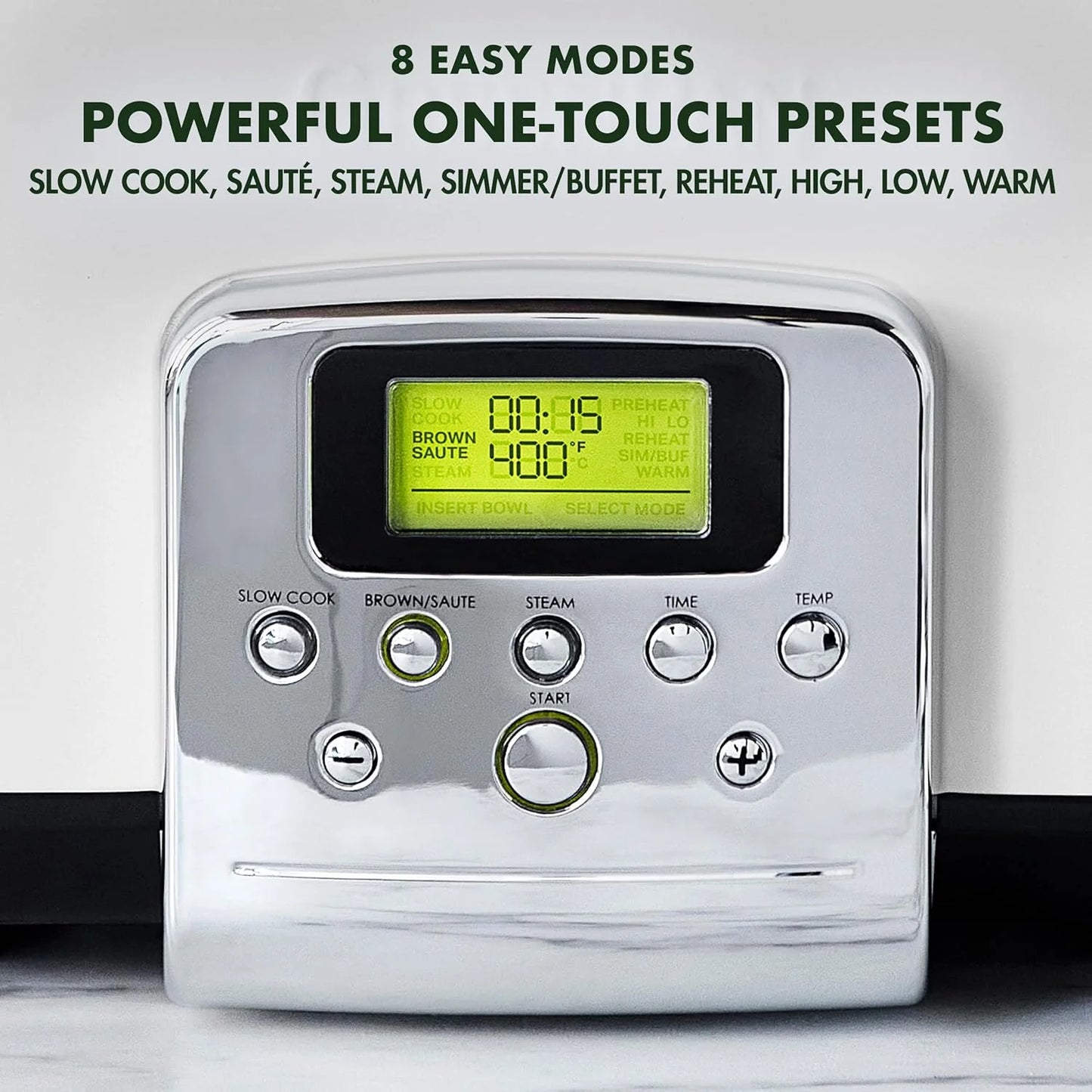 8-in-1 Programmable 6QT Electric Slow Cooker with Dishwasher-Safe Lid and Removable Base