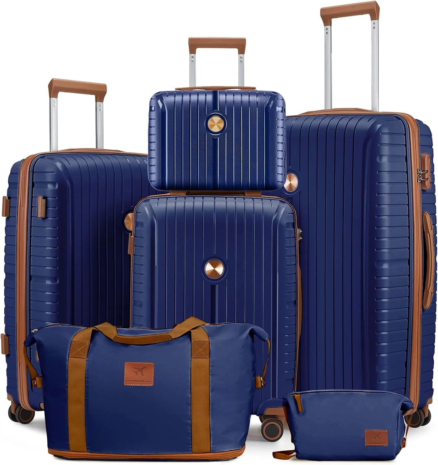 5-piece PP hardshell lightweight travel carry-on luggage set with dual spinner wheels and TSA lock