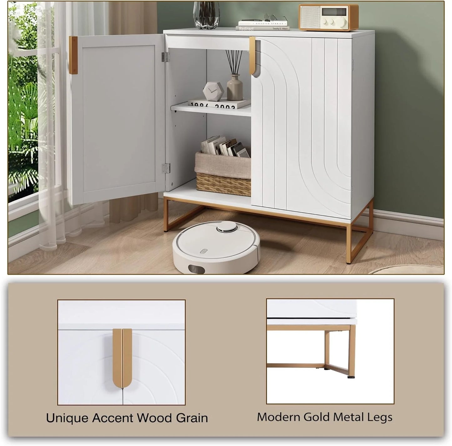 Accent Wood Grain Cabinet with 2 Doors