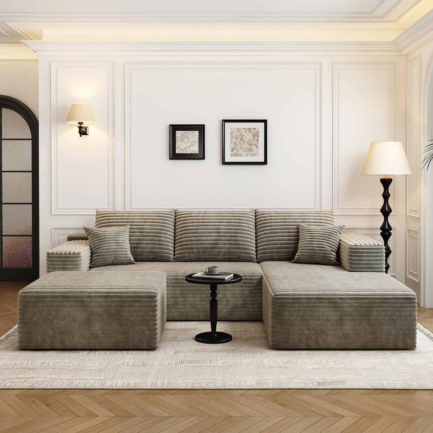 107.5" Cloud Modular Sectional Sofa Couch with L-Shape Chaise,Modern Minimalist Upholstered Couches