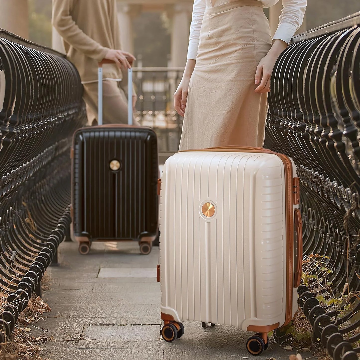 5-piece PP hardshell lightweight travel carry-on luggage set with dual spinner wheels and TSA lock