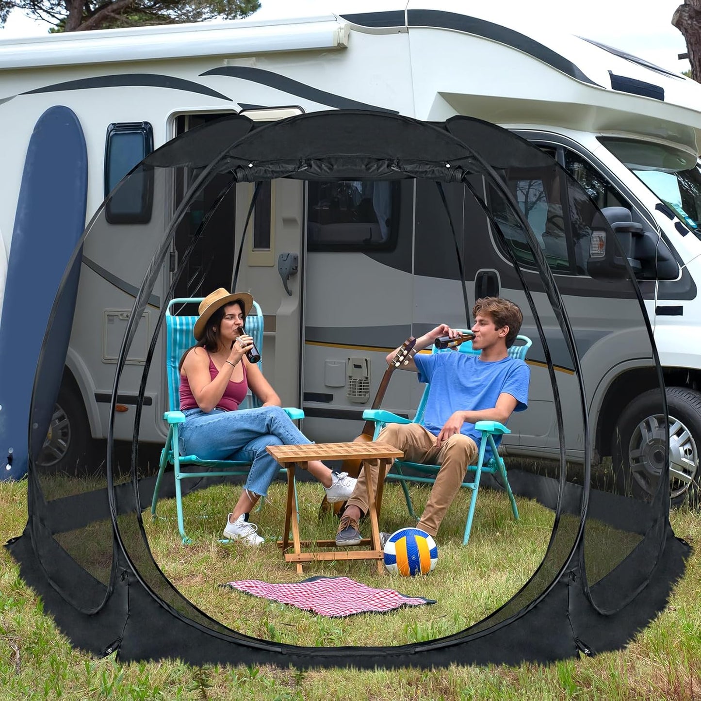 Screen gazebo, sleeps 6-10-15 people Igloo-style canopy tent with mosquito net on the sides Perfect for garden, patio, backyard