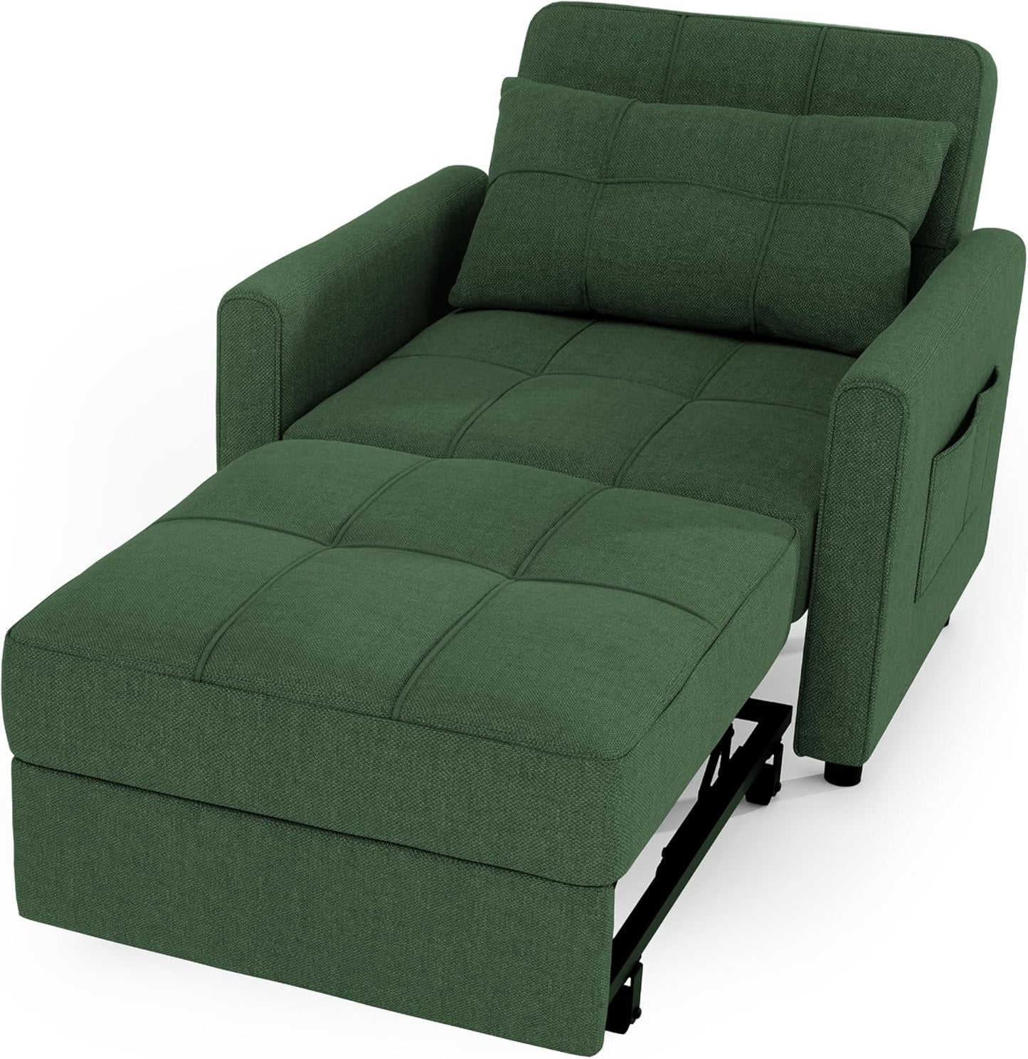 Sofa Bed Chair 3 in 1 Convertible, Pullout Single Sleeper Chair Bed with Adjustable Backrest, Spacious Multifunctional Sofa Couches