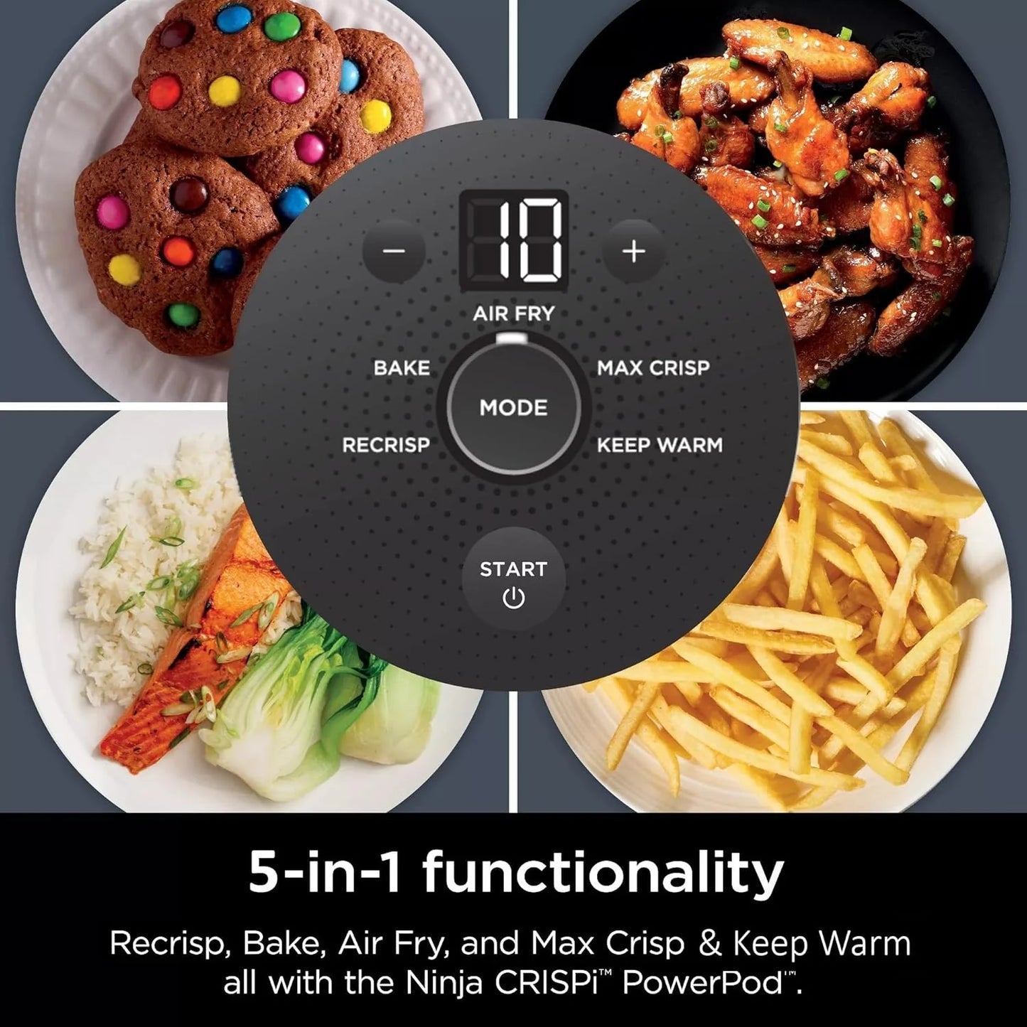 5-in-1 Portable Glass Air Fryer Cooking System, 1500W