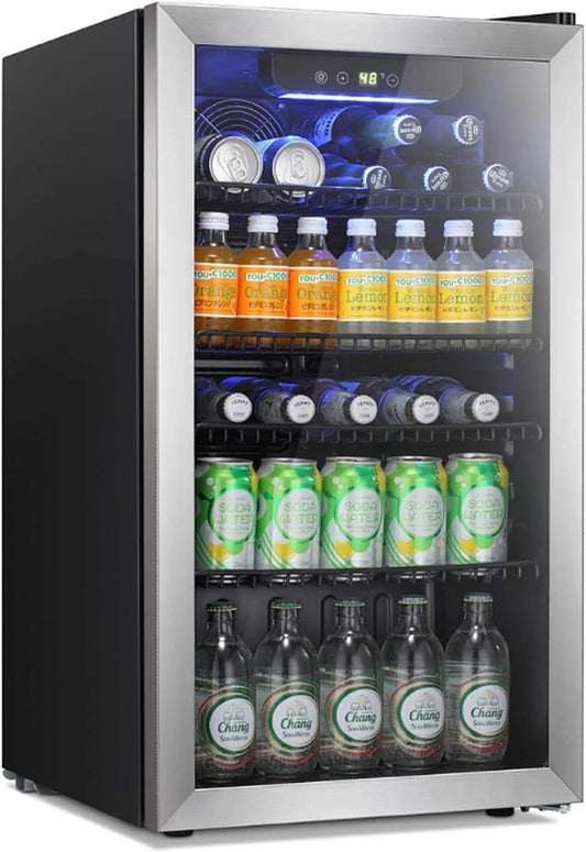Antarctic Star Beverage Refrigerator Cooler 68 Can, Mini Fridge with Glass Door for Beer Drinks Wine,Freestanding Small Fridge with Electronic Temperature Control for Home and Bar,1.7 cu.ft
