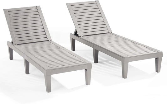 Patio Chairs - Black Chaise Lounge Chair Outdoor 5-Position Adjustable Sun Tanning Chair Waterproof Pool Lounge Chairs Set of 2 Reclining Lawn Chair, Lightweight Outdoor Lounge Chairs