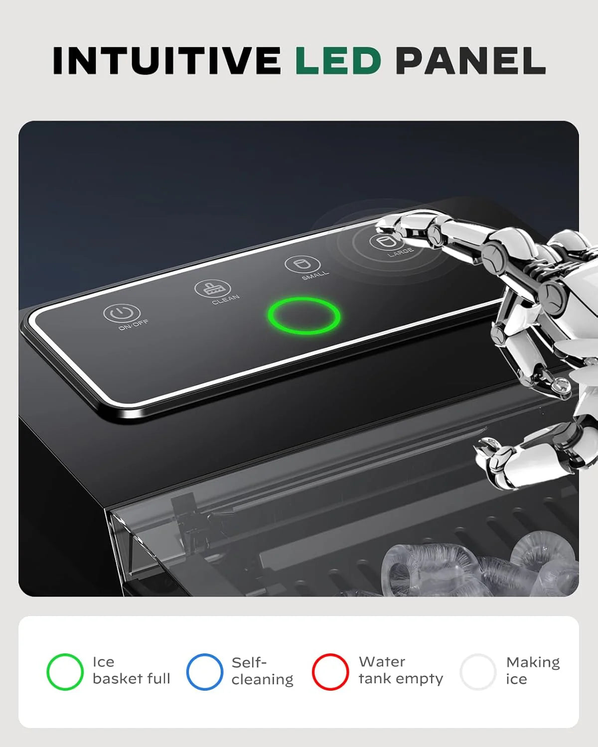 Silonn Countertop Ice Maker with Expanding Ice Basket, 9 Cubes in 6 Mins, 2.5L Ice Basket, Self-Cleaning Ice Maker with LED Touch Control, 2 Bullet Ice Sizes for Home, Kitchen, Office