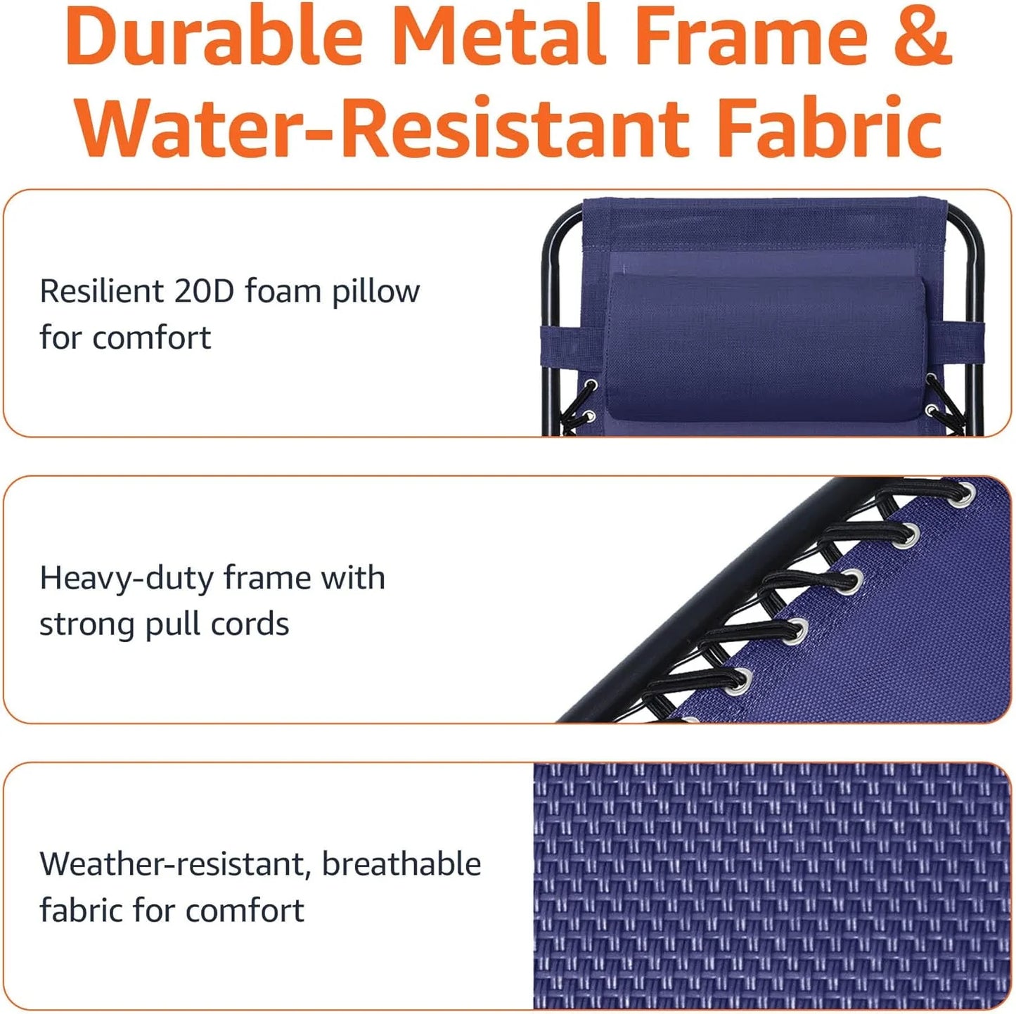 Amazon Basics Outdoor Patio Mesh Adjustable Zero Gravity Lounge Chair Recliners set of 2 with Side Table, 35 x 26 x 43 inches, Beige