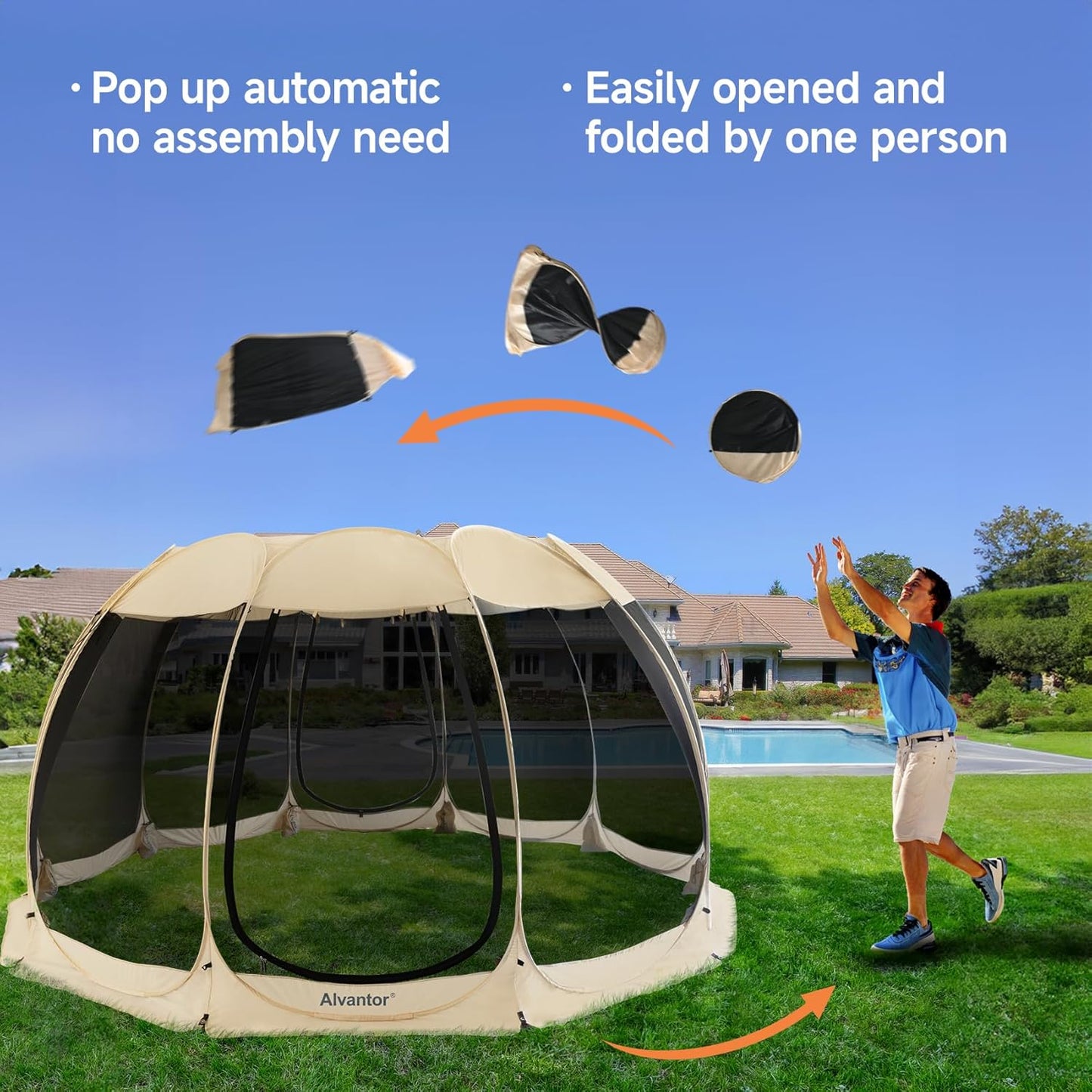 Pop Up Screen House Gazebo Tent with Mosquito Netting Sides