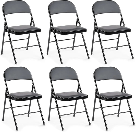 DUMOS 2 Pack Leather Padded Folding Chair, Indoor Outdoor Portable Stackable Commercial Seat