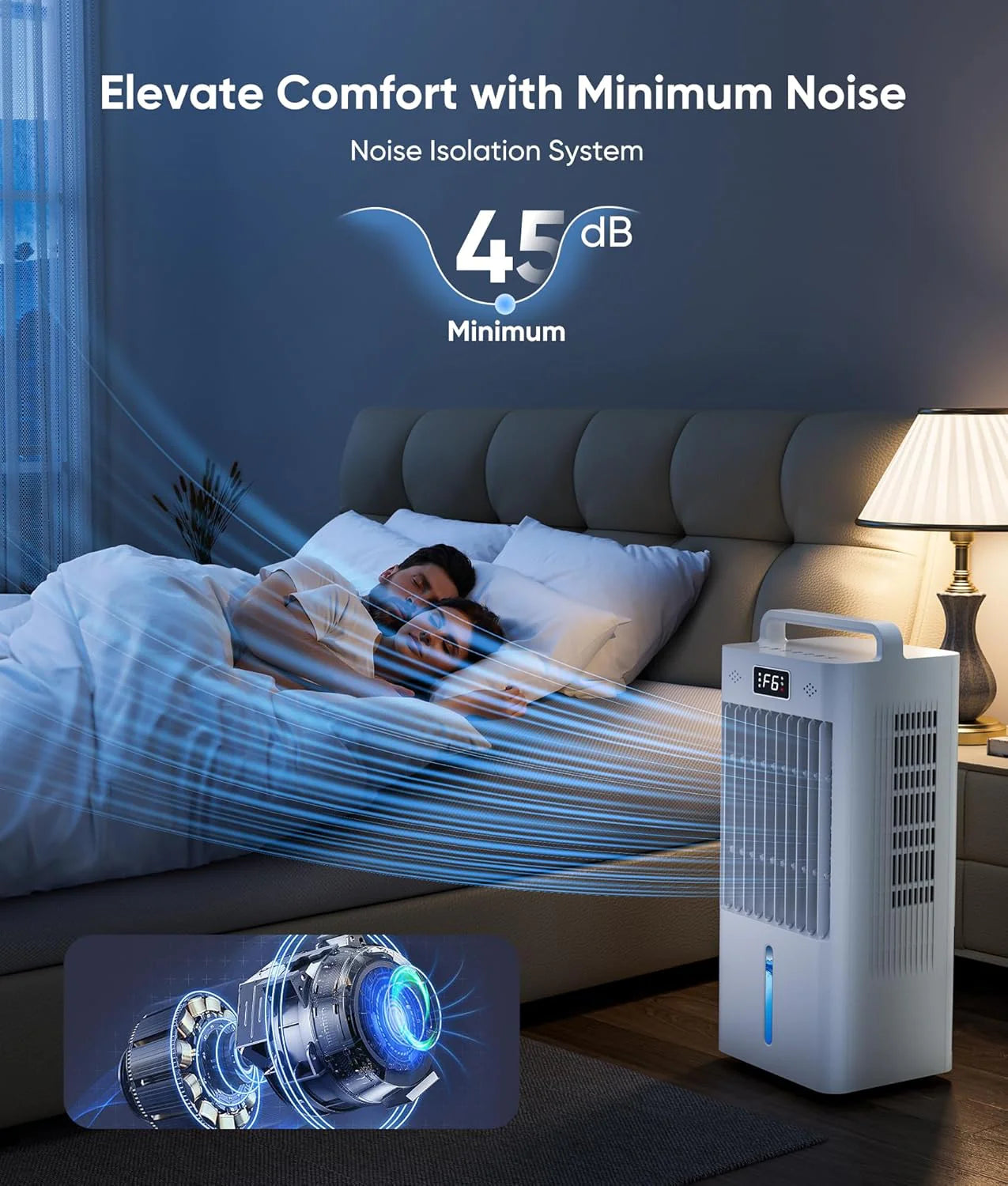 Windowless Portable Air Conditioners, Evaporative Air Cooler w/3 Modes & 3 Speeds, 12H Timer for Smart Auto-off, 2-Gal Tank for 20H Cooling,16FT Remote,No Hose Needed,46db Swamp Cooler