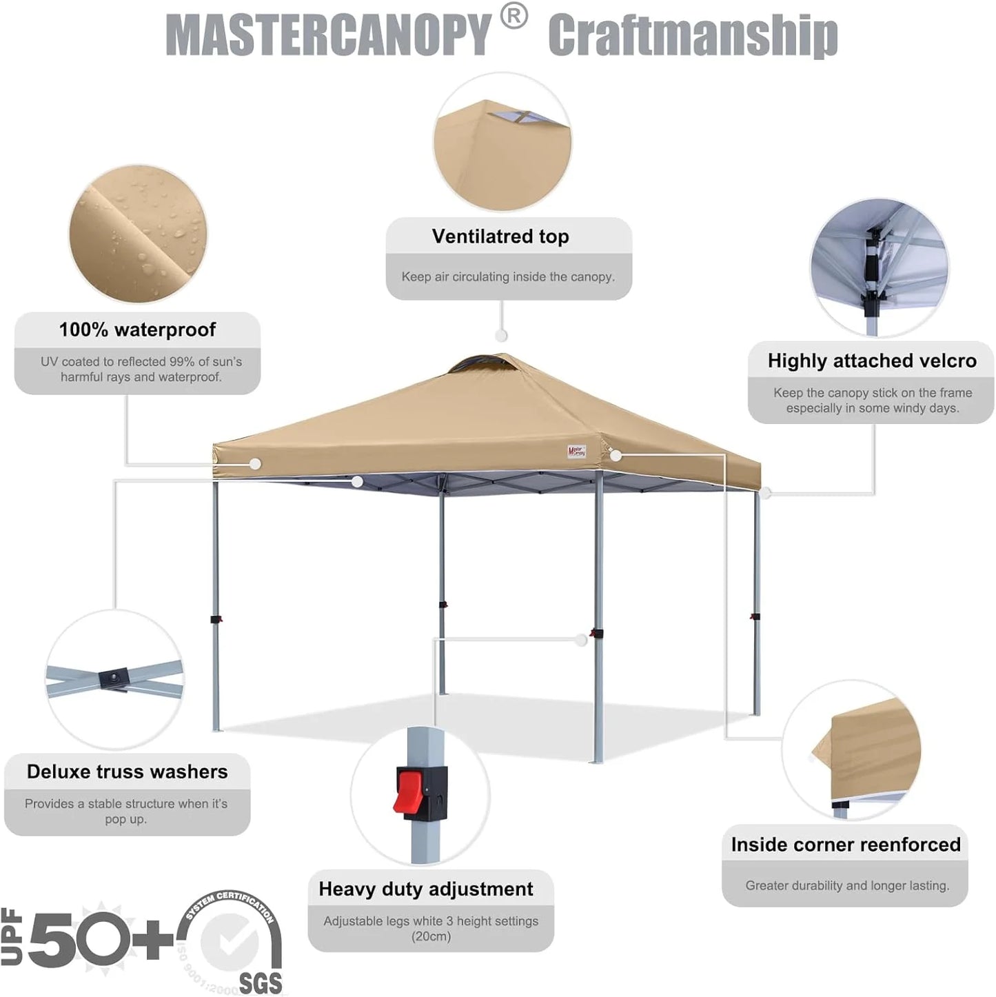 Durable Pop-up Canopy Tent with Roller Bag (10x10, Black)