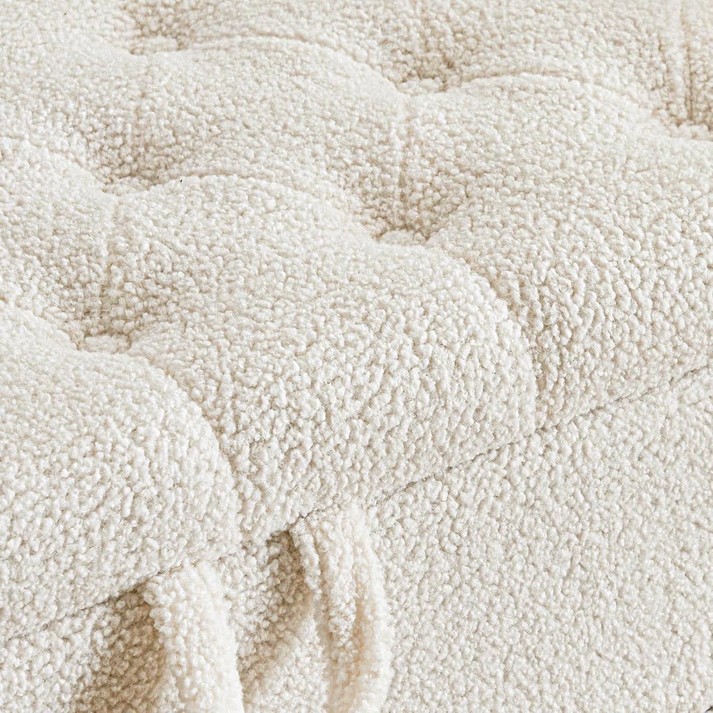 Furniliving Modern Storage Ottoman Bench, Sherpa Ottoman End of Bed Bench with Solid Wood Legs Upholstered Ottoman Benches with Storage Indoor Bench