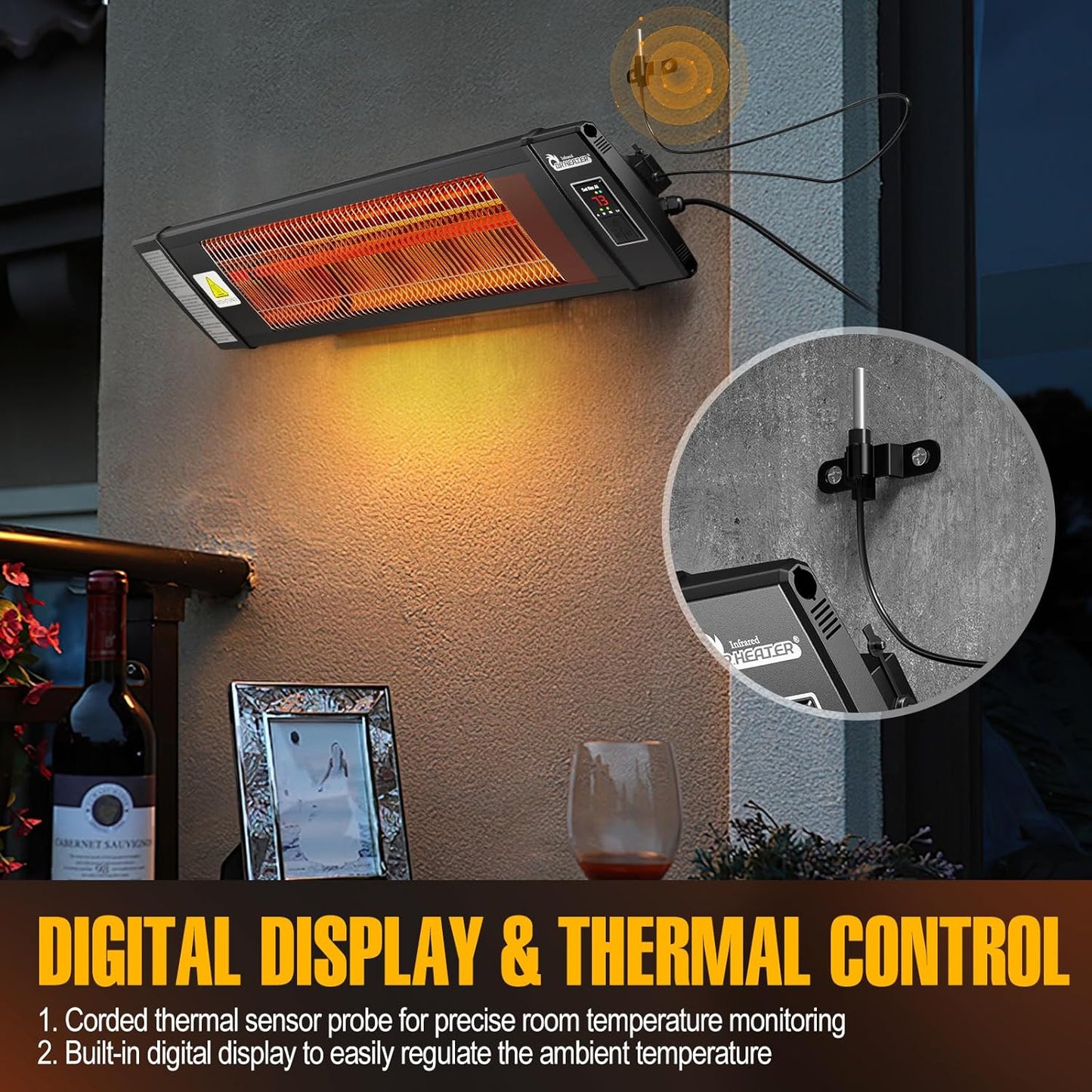 Smart greenhouse heater with built-in temperature control and digital thermostat