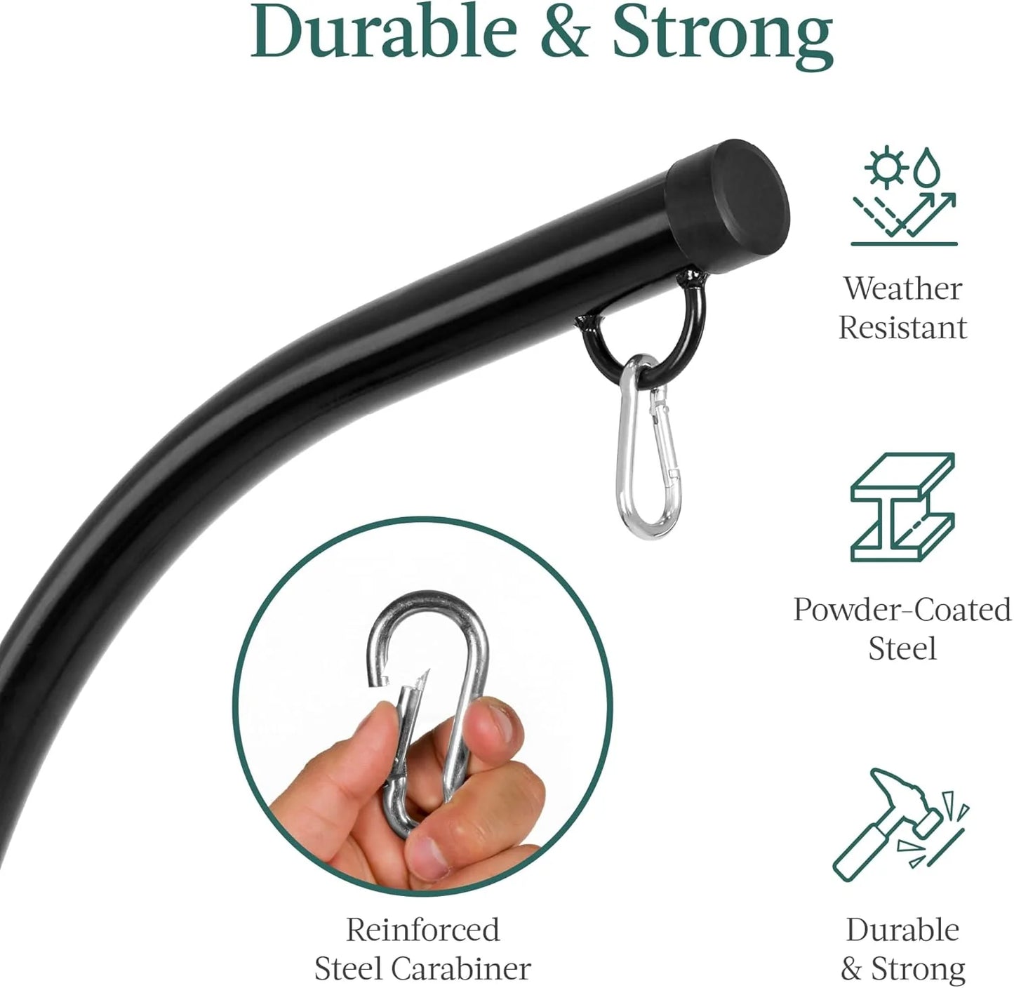 Best Choice Products Metal Hanging Hammock C-Stand for Chair/Weather-Resistant Finish, Offset Base - Stand Only - Black